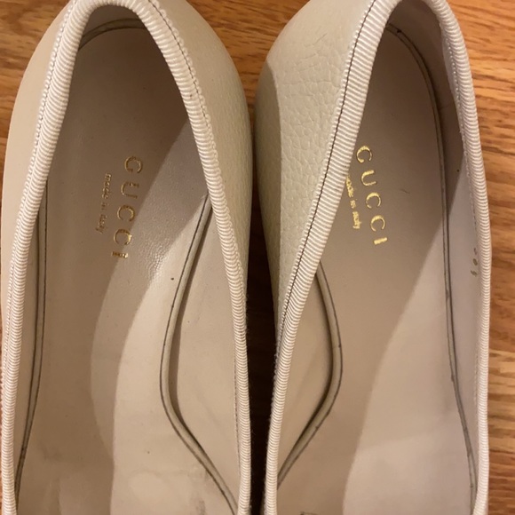 Gucci White Leather Open Toe Wedges GG Logo 6.5 - Picture 4 of 12